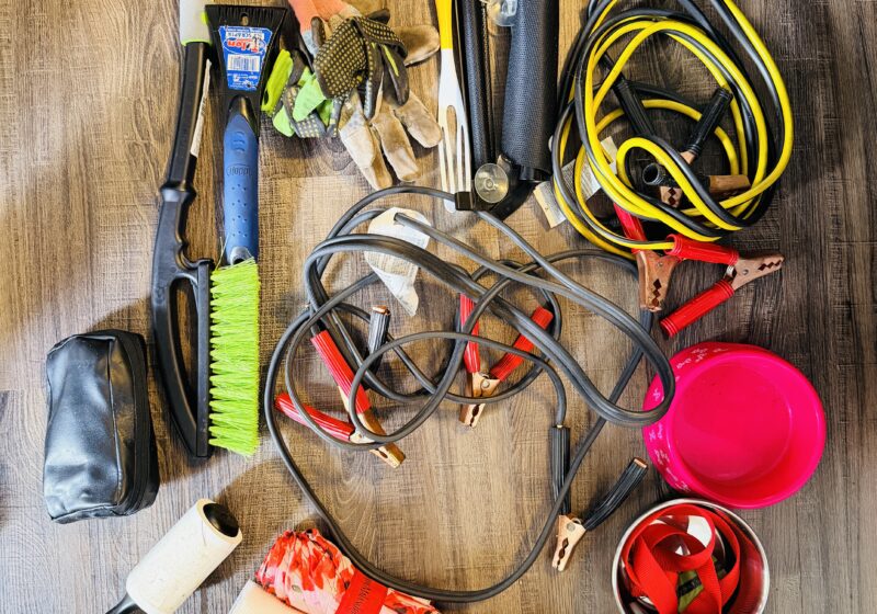 the contents listed in the blog post from the crate in the car