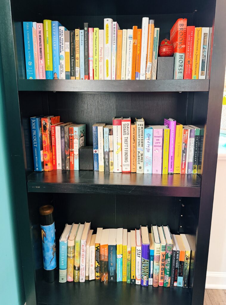 bookcase with books to read with intention