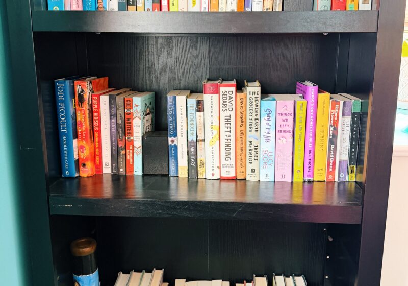 bookcase with books to read with intention