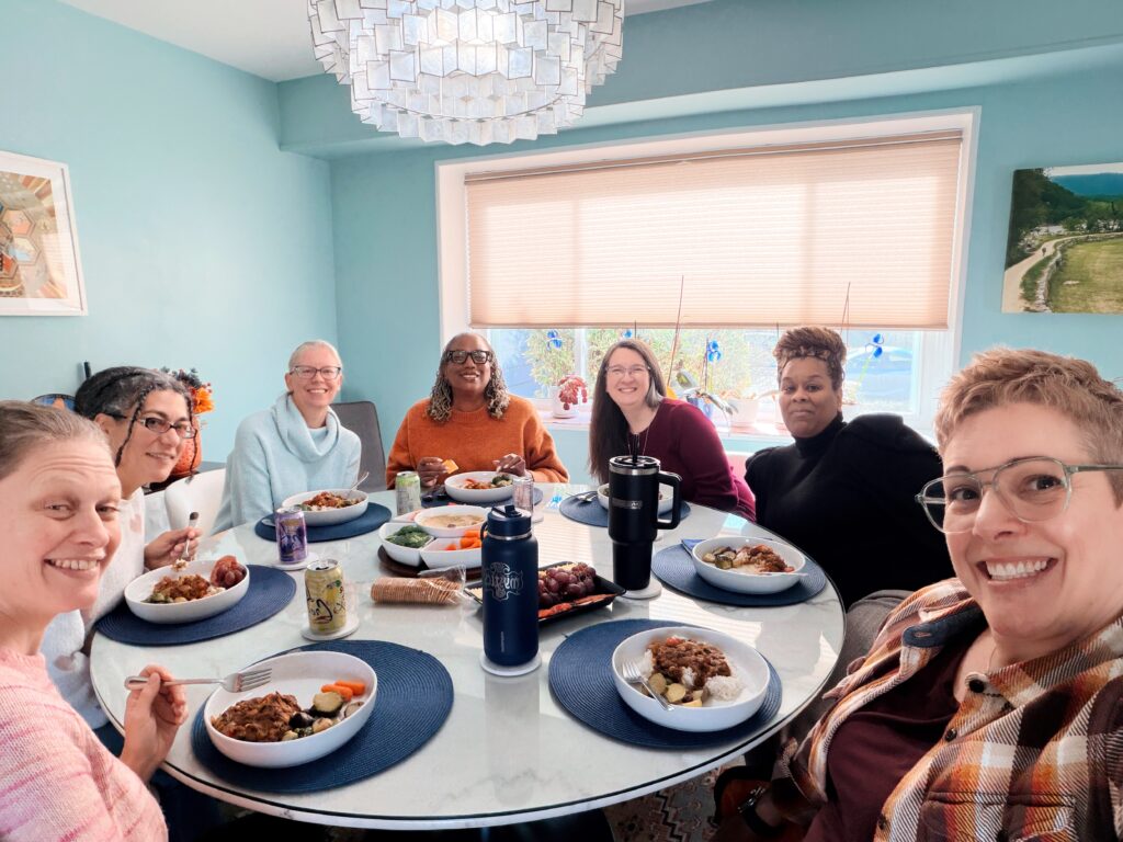 Club bowie gathering table, a group women having lunch all in their midlife stage
