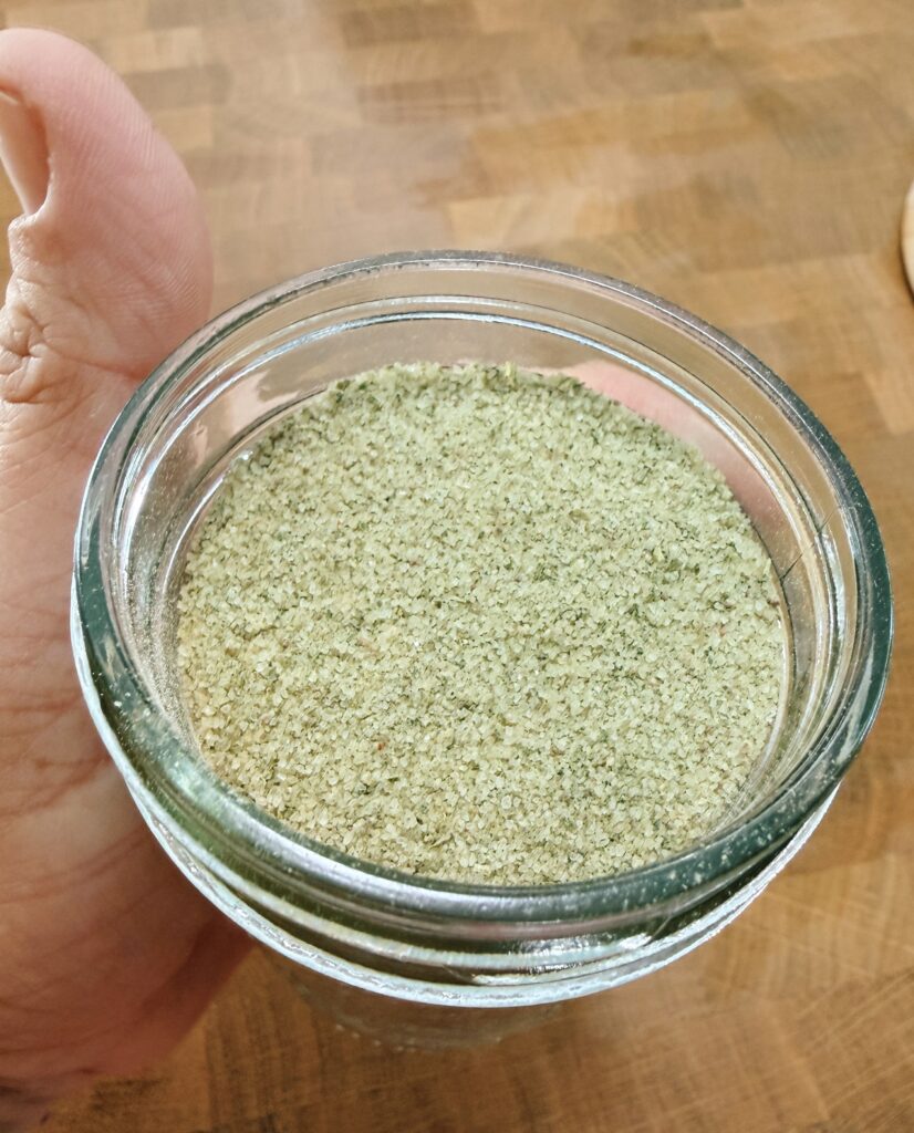 basil salt in a mason jar
