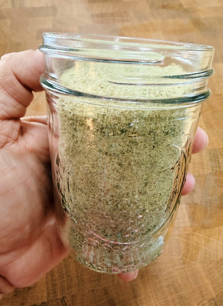 basil salt in a jar