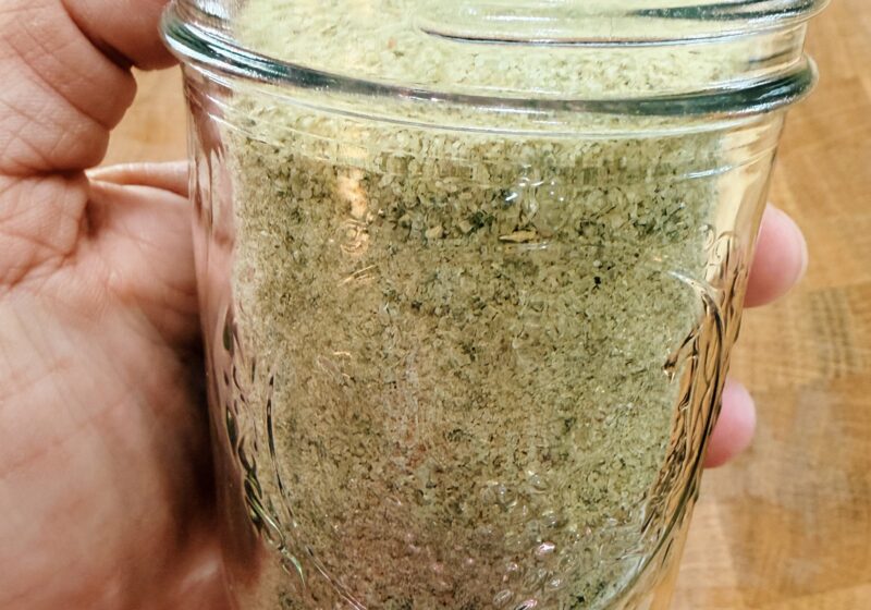 basil salt in a jar